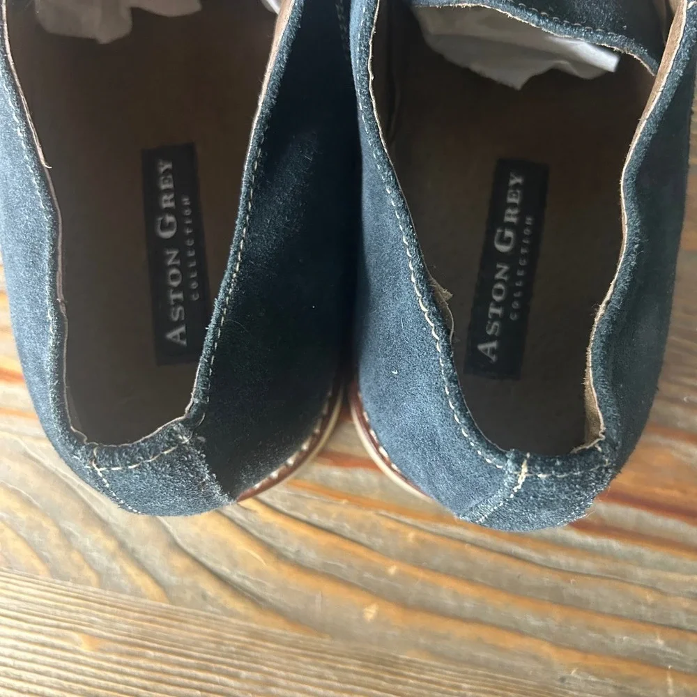 Ashton grey Navy Suede Leather Oxford Dress‎ Shoes Lace Up Casual Comfort 10.5